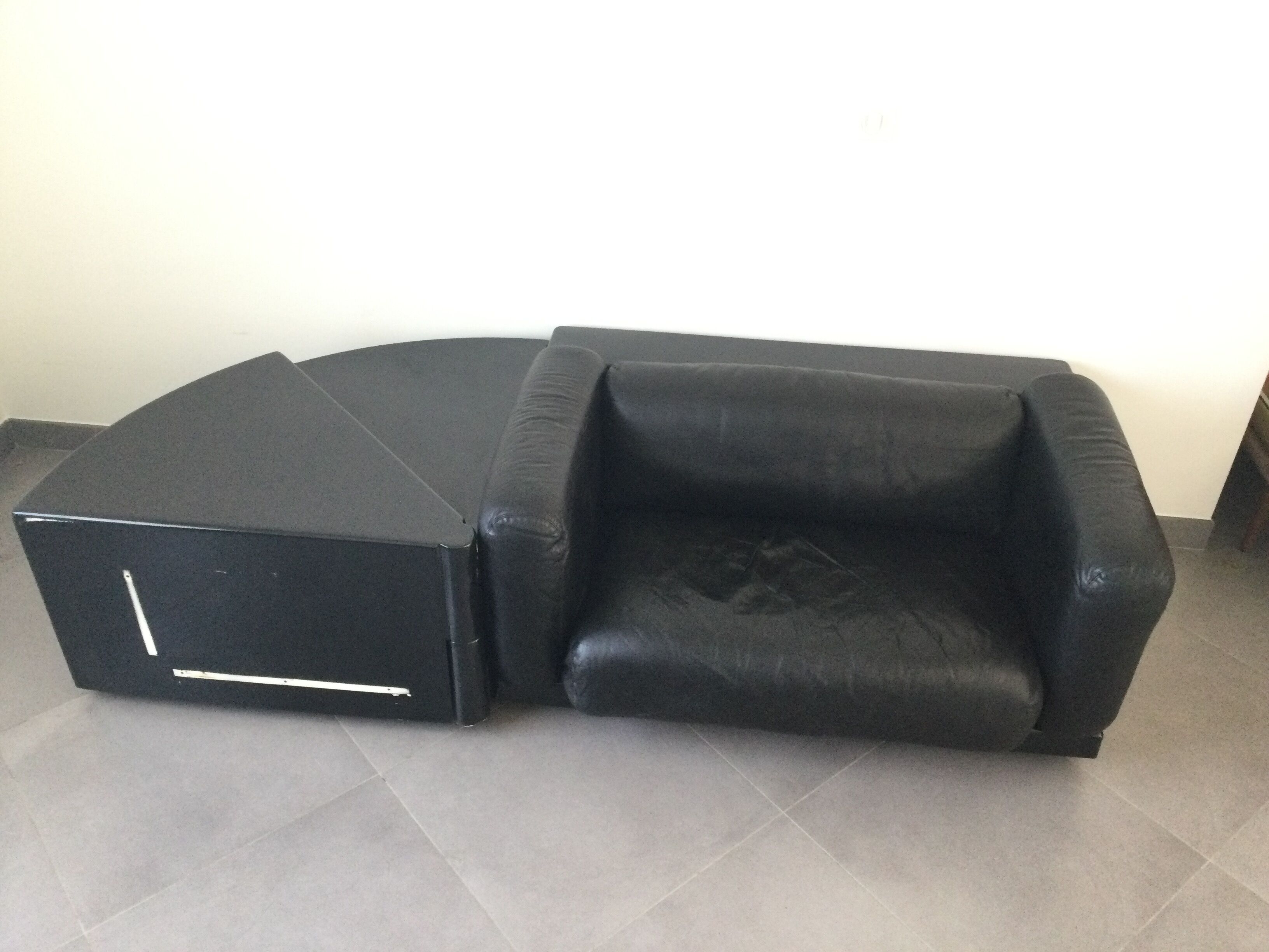 Canapé gradual lounge cuir noir Cini Boeri - knoll/gavina