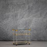 Vintage brass and lucite serving trolley, France 1960s