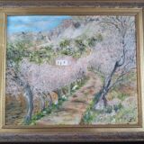Impressionist oil on panel, spring landscape, signed, framed