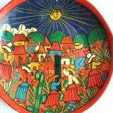 Mexican wall plate in painted terracotta, 70s