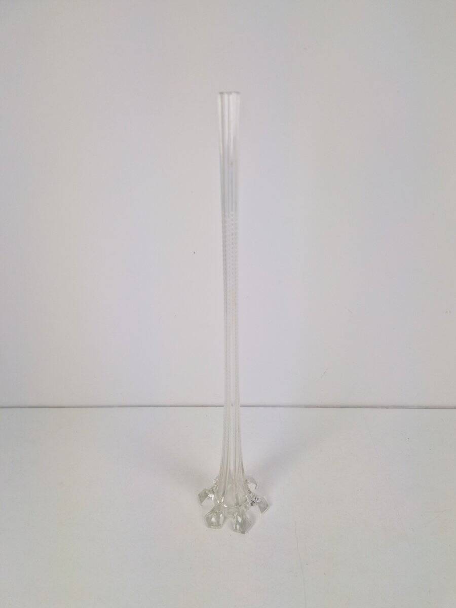 Art Nouveau French Gladioli Fluted Glass Vase, 1920s
