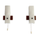 Mid-century wall lights in white plexiglass with a wooden base, 1960s, Germany.