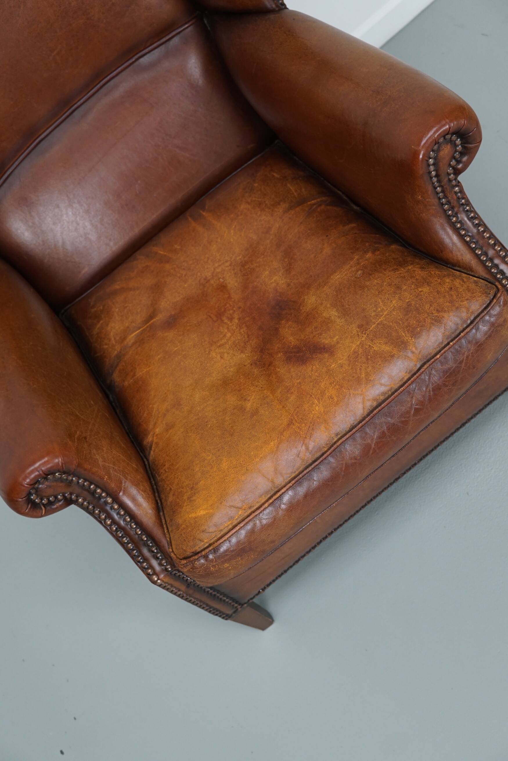 Vintage Dutch Cognac Colored Leather Club Chair