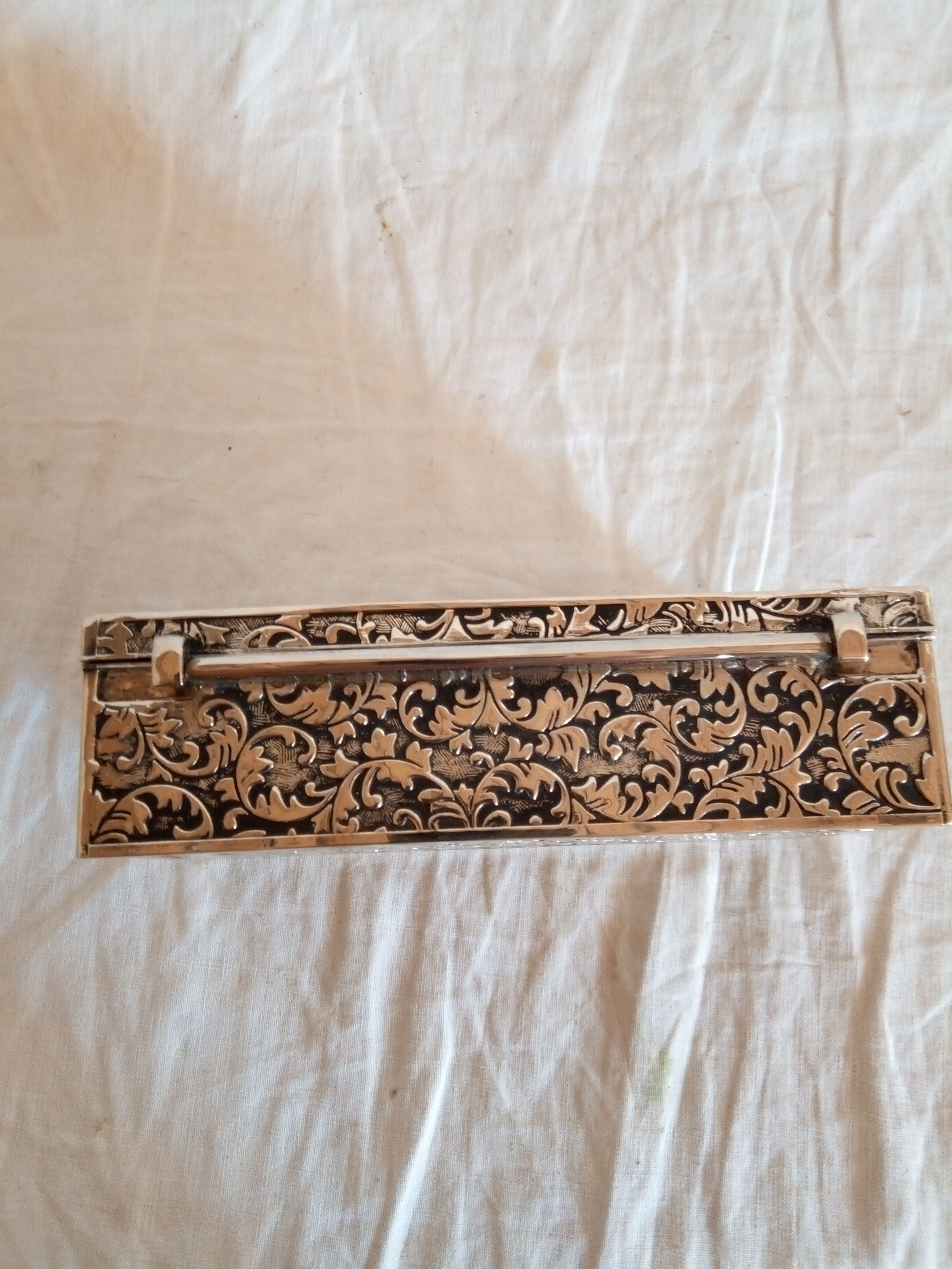 Silver metal jewelry box from the 50s