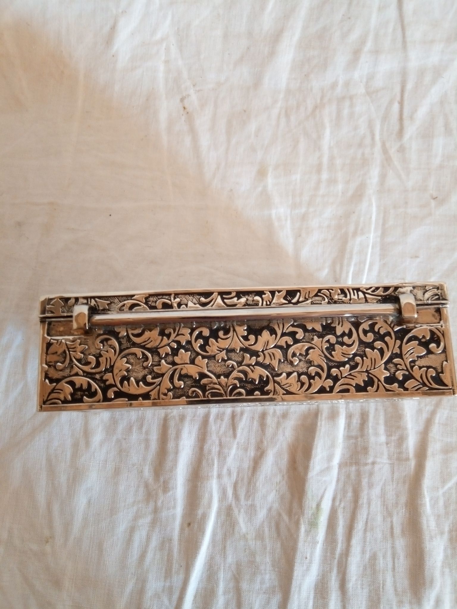 Silver metal jewelry box from the 50s