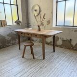 1950s pine and oak farmhouse table with multiple drawers