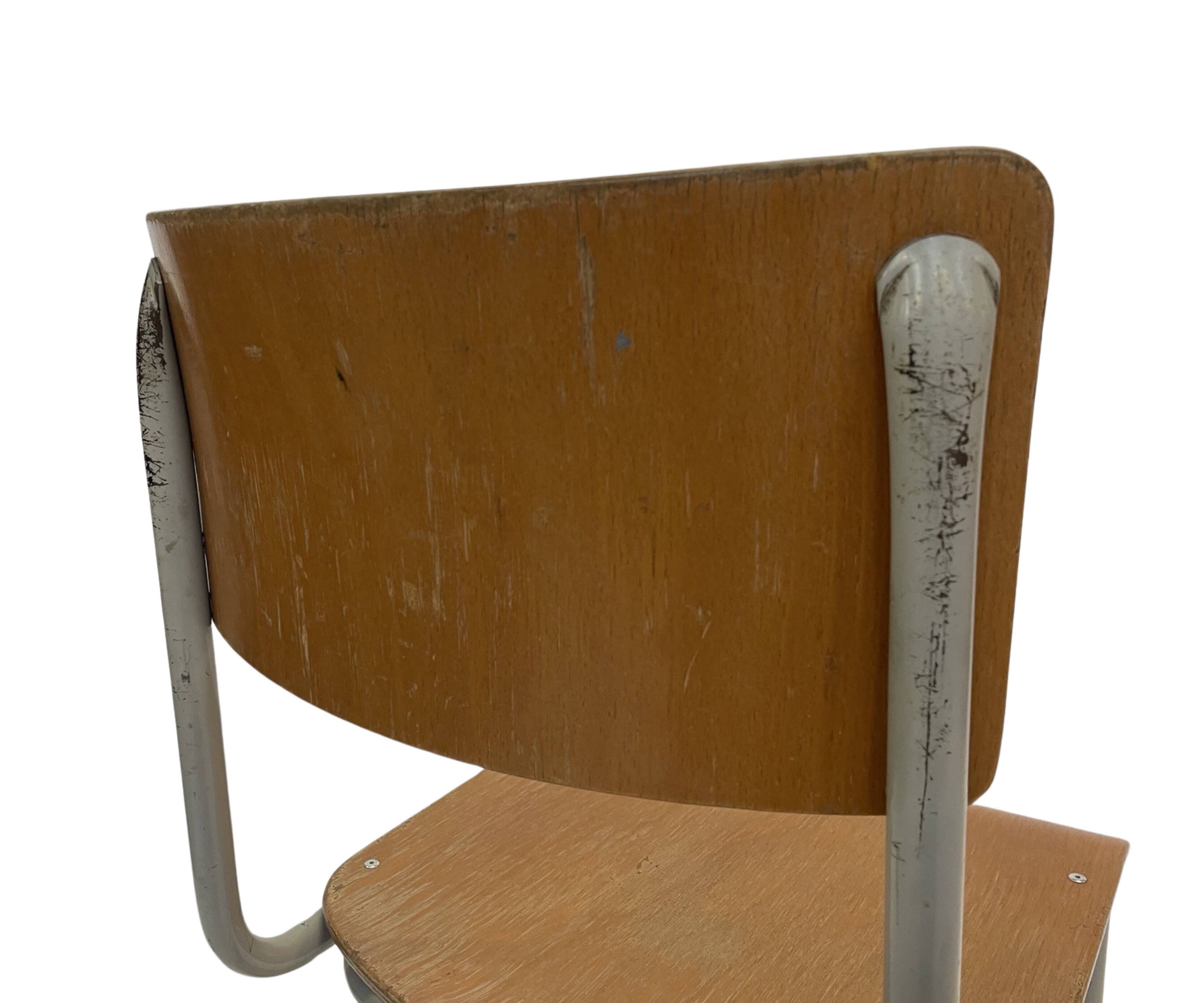 Vintage school chair 1960s minimalist design wood and metal