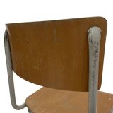 Vintage school chair 1960s minimalist design wood and metal