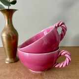 Set of 2 antique pink ceramic mugs