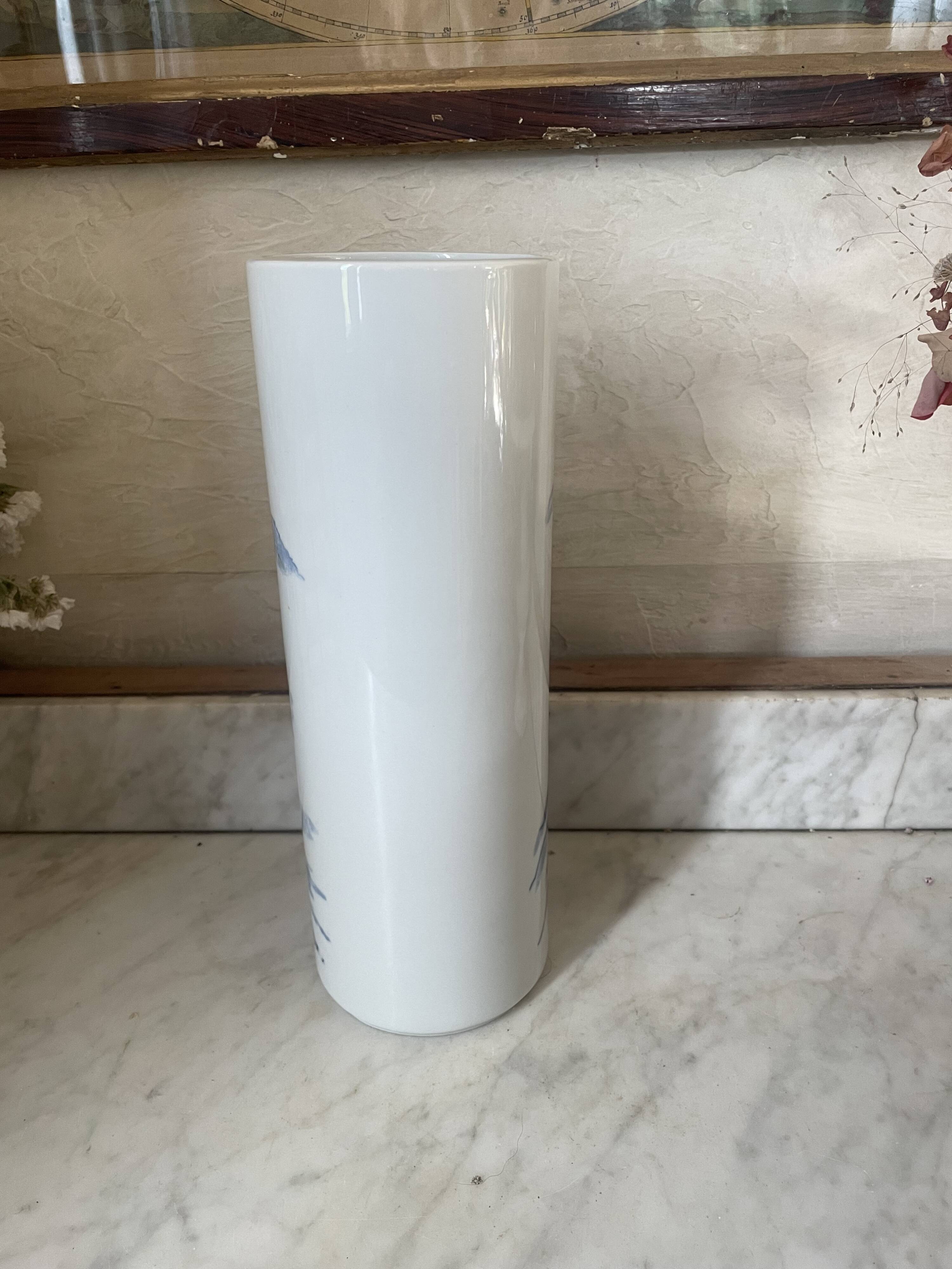 Vintage Japanese ceramic cylinder vase
