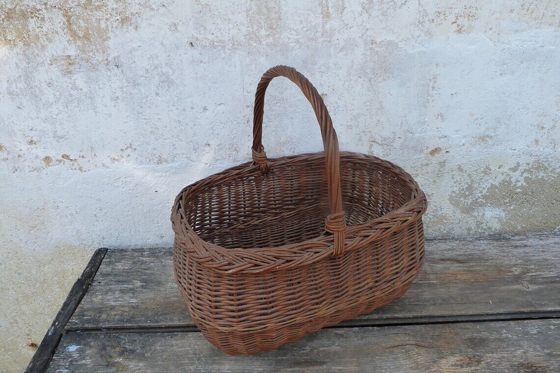 Old hand-woven wicker basket