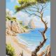 Oil painting of a beach signed. Sea in oil signed. Painting of a beach.