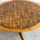 Vintage Wooden Coffee Table with Engraved Brass Top – 1970s