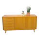 Fineer dressoir met lades en houten handgrepen vintage sideboard