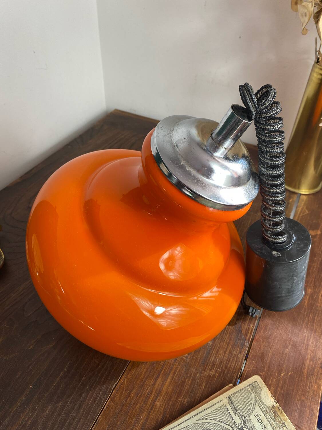 Vintage orange opaline pendant light