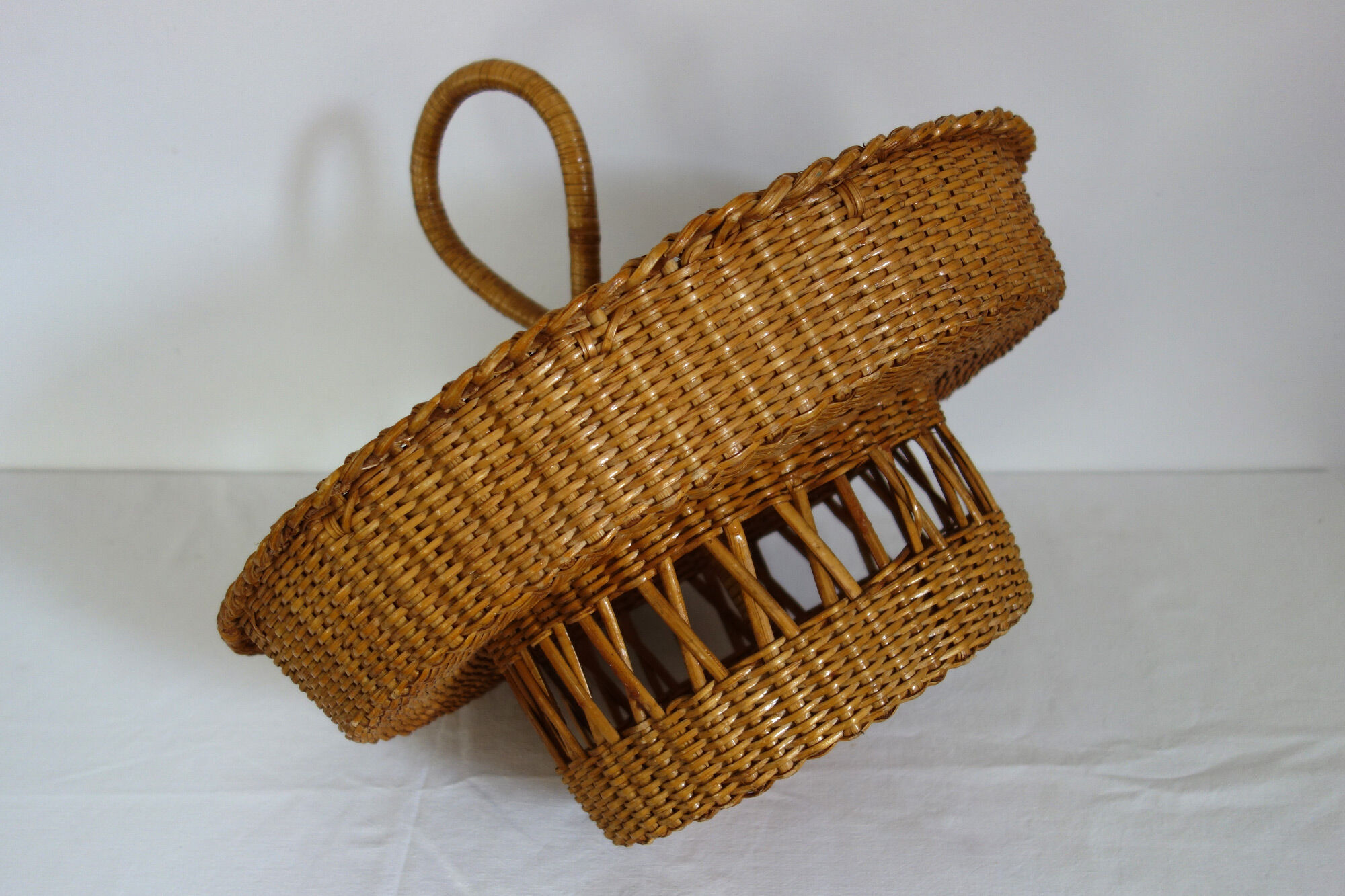 Old bottles and glasses holder wicker vintage aperitif