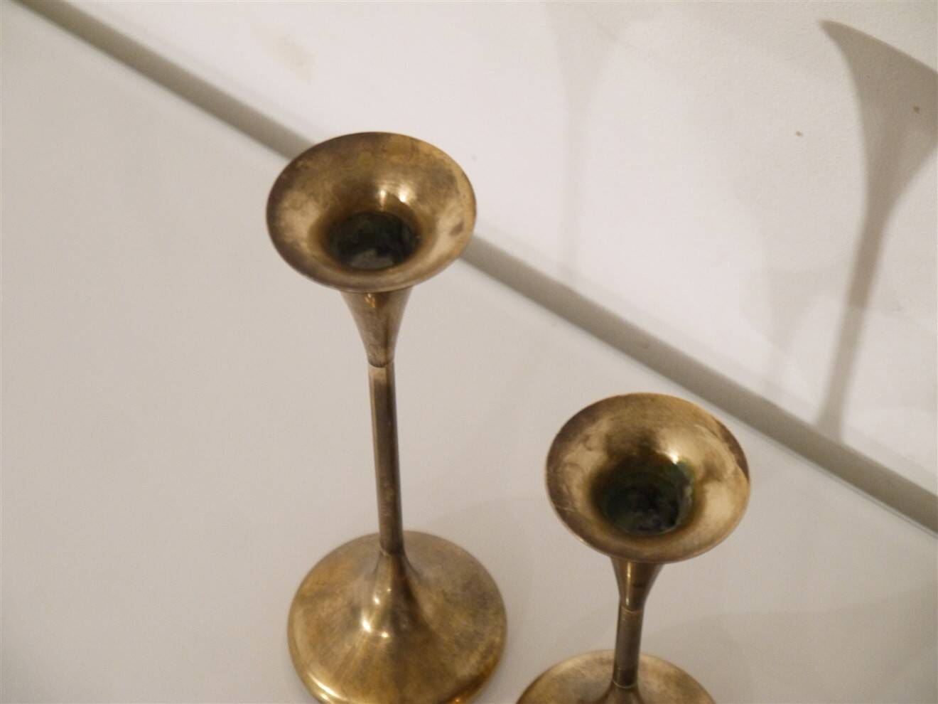 Danish brass candlestick pair from the 1970s.