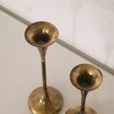 Danish brass candlestick pair from the 1970s.
