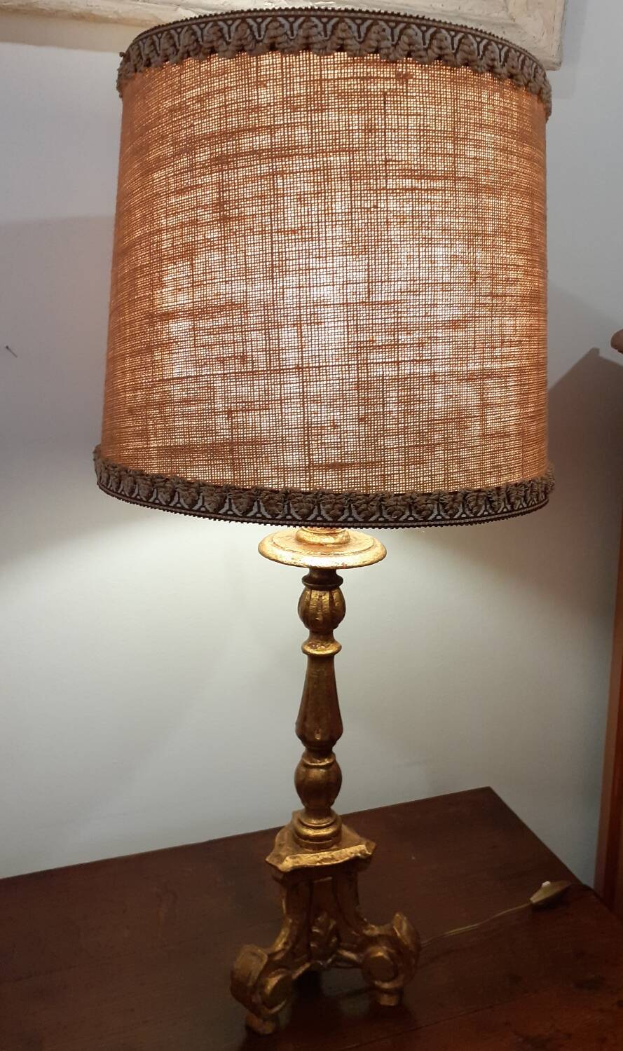 Gilded wood lamp, 1970