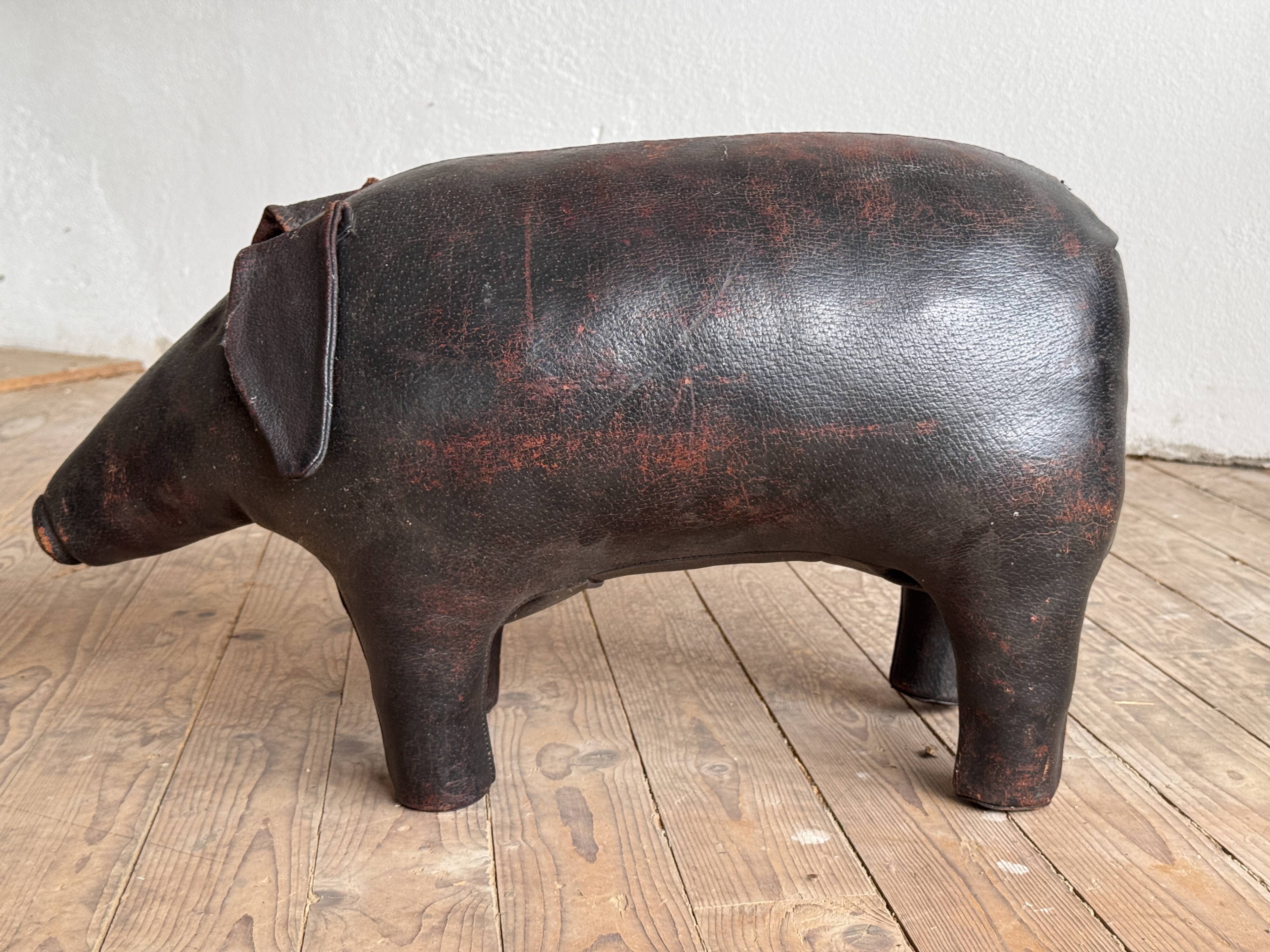 Leather Pig Footstool Ottoman by Dimitri Omersa, UK 1960s