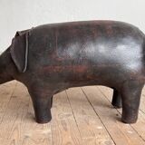 Leather Pig Footstool Ottoman by Dimitri Omersa, UK 1960s