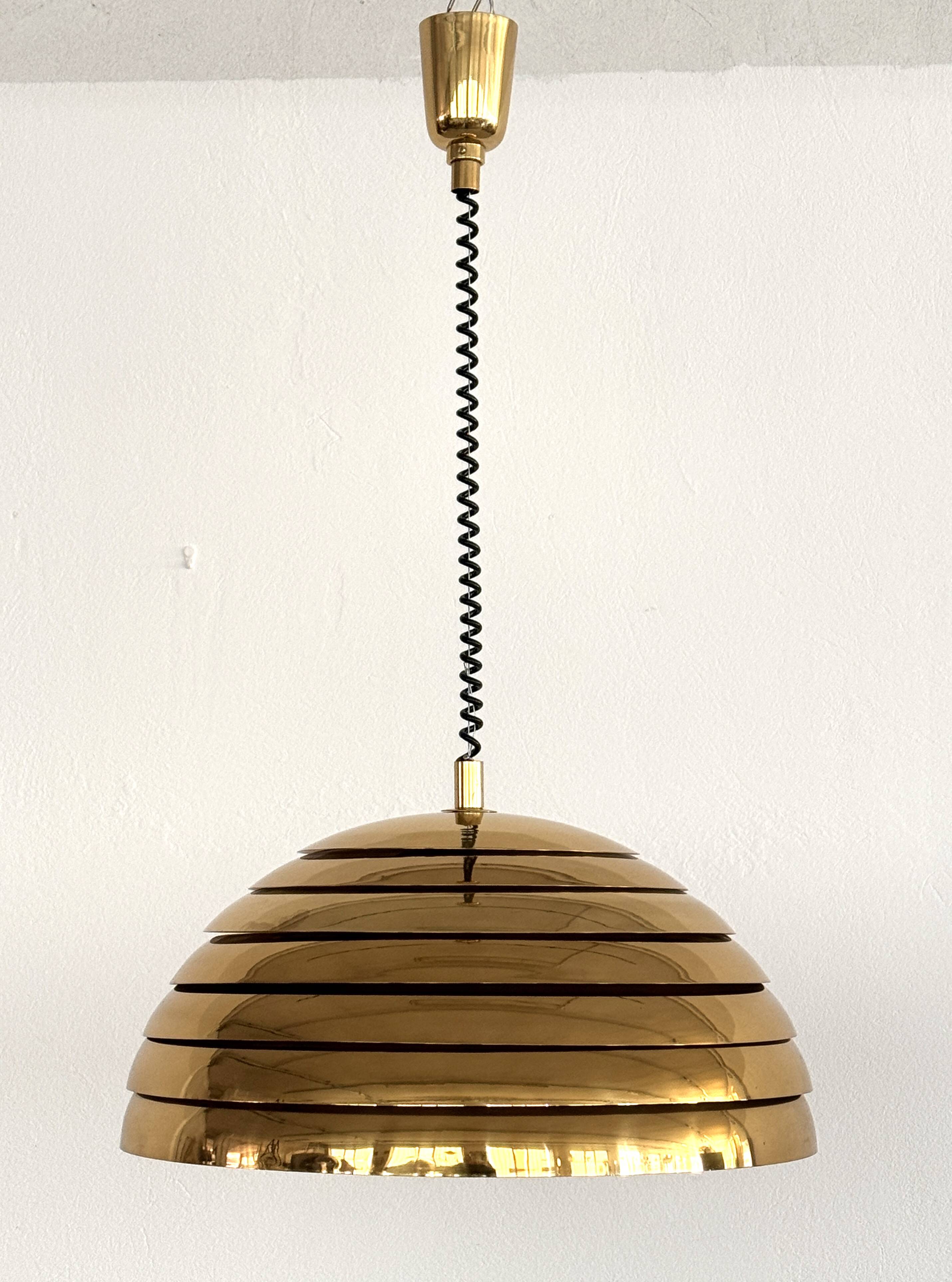 Midcentury Modern Brass Chandelier by Vereinigte Werkstätten, 1960