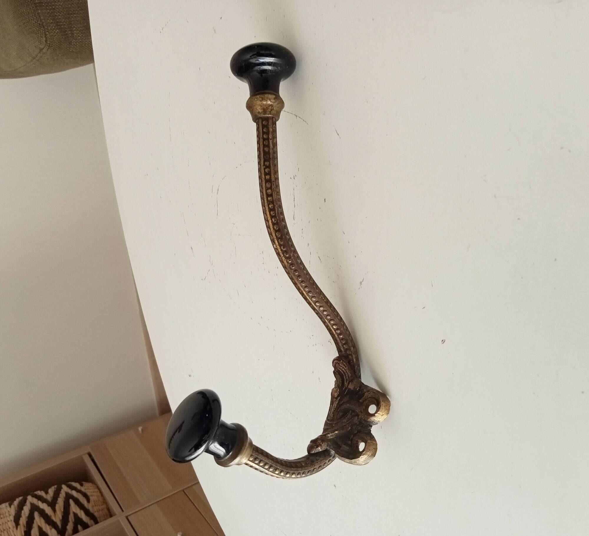 Antique wall coat rack, 19th century Art Nouveau style.