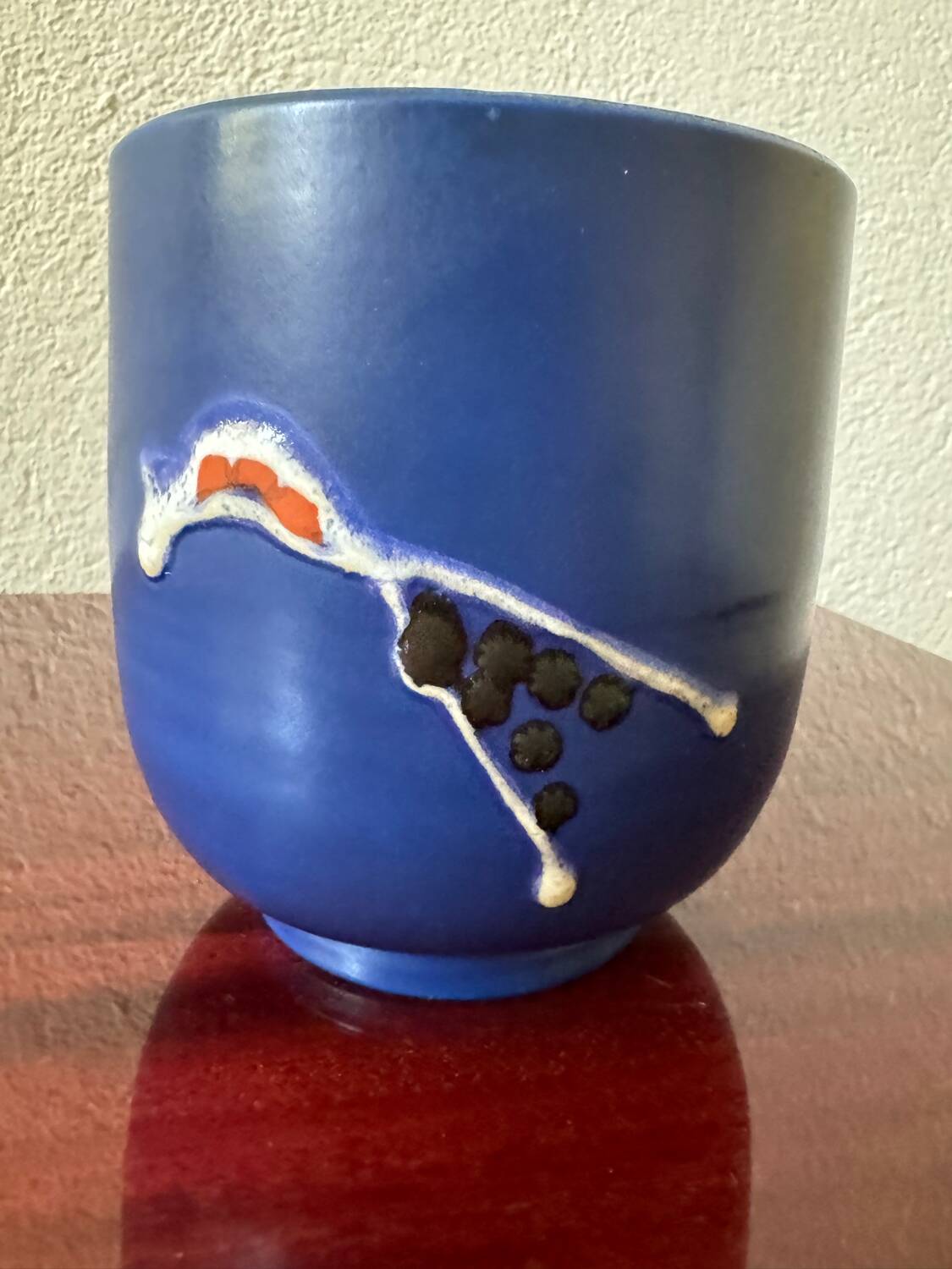 Blue ceramic flowerpot from the 60s