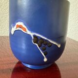 Blue ceramic flowerpot from the 60s