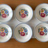 6 old soup plates in Sarreguemines earthenware