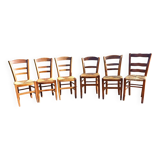 6 old straw chairs