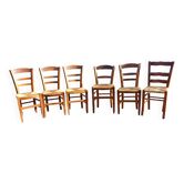 6 old straw chairs