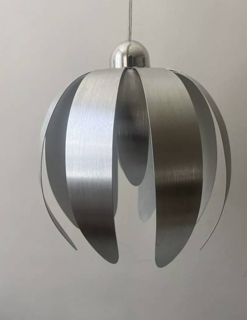 Brushed metal flower pendant light, 1970 design