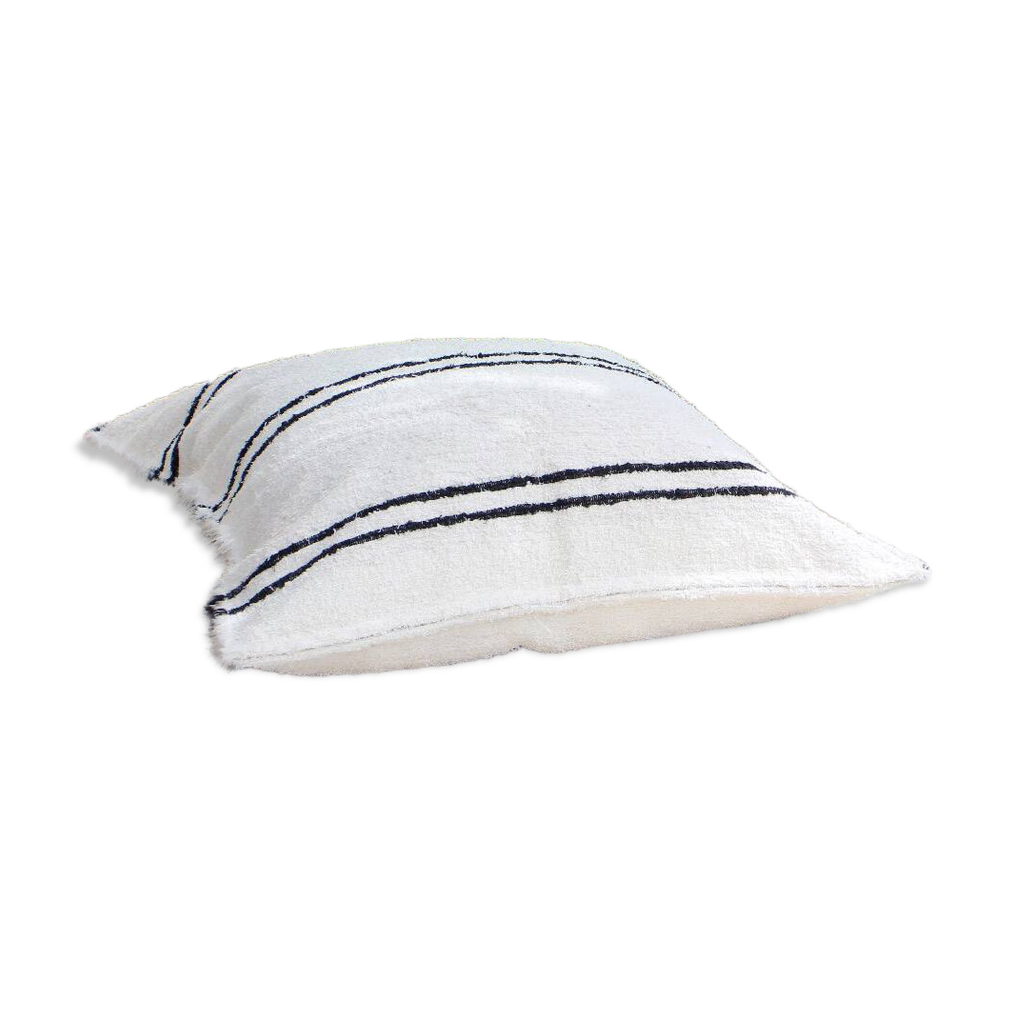 Housse de pouf artisanal en coton recyclé tissé main