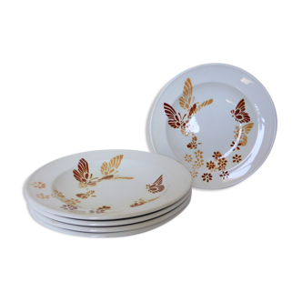 Series of 5 vintage hollow plates of Sarreguemines in porcelain