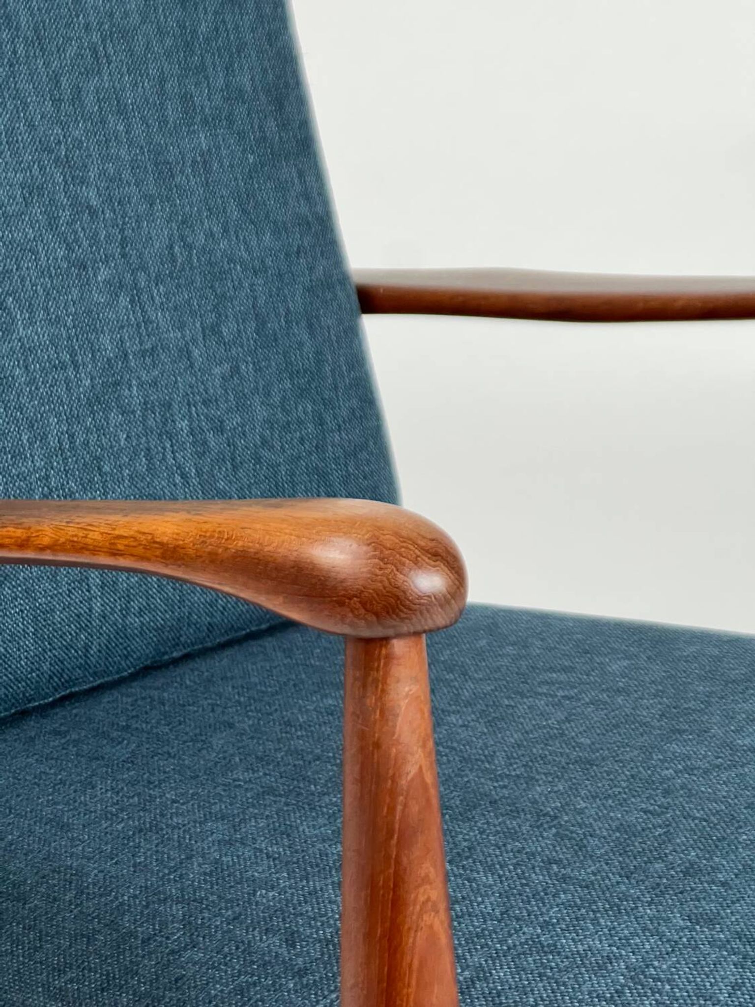 Mid-century teak armchair easy chair reupholstered 60s vintage