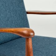 Mid-century teak armchair easy chair reupholstered 60s vintage