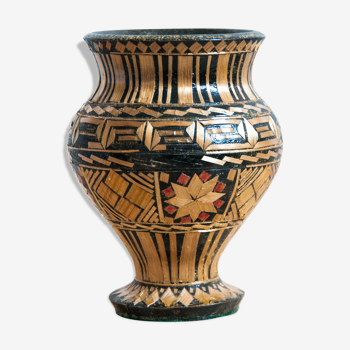 Vase in soviet-style marquetry