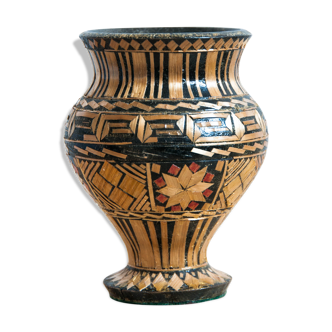 Vase in soviet-style marquetry