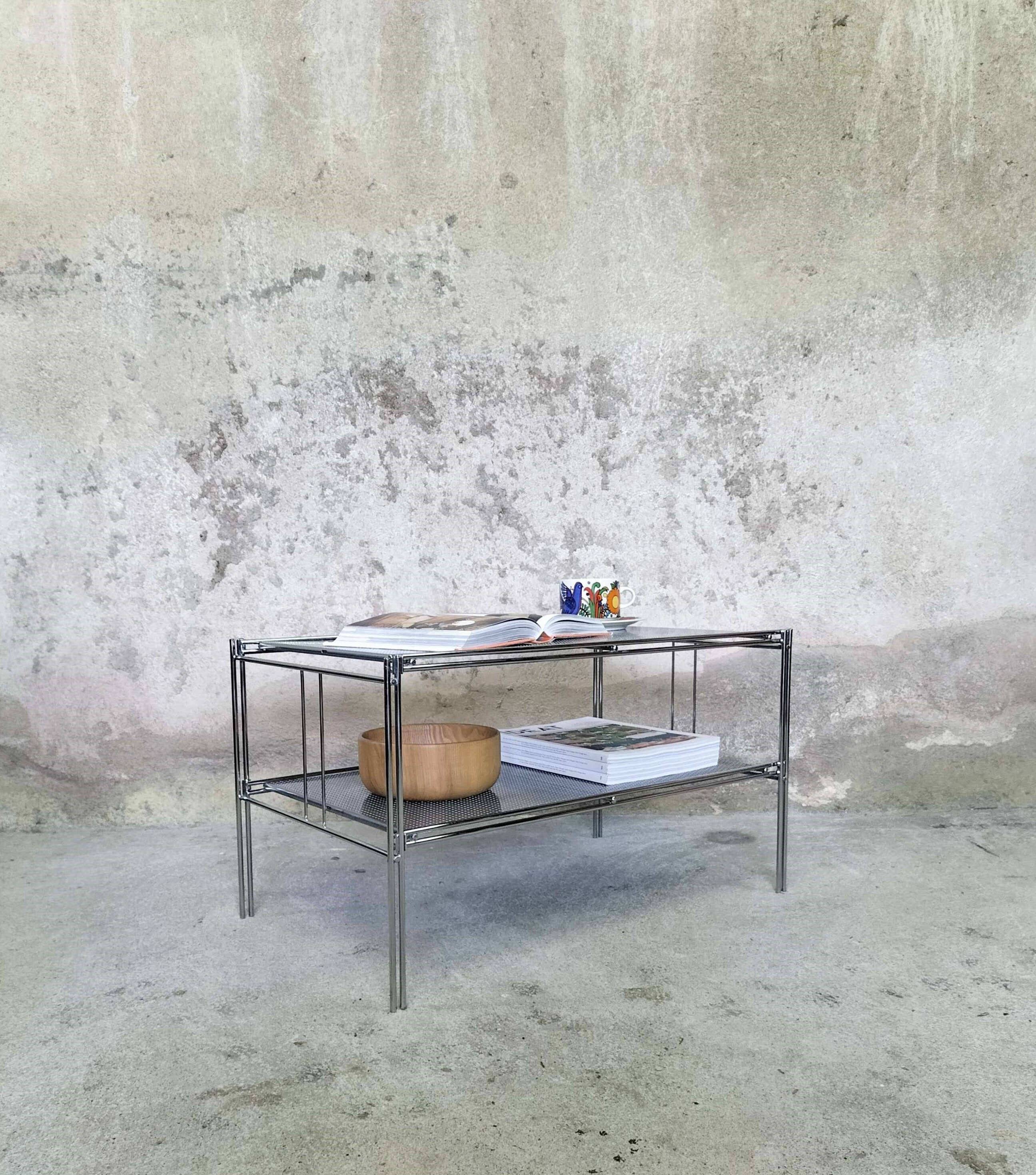 Chrome metal coffee table