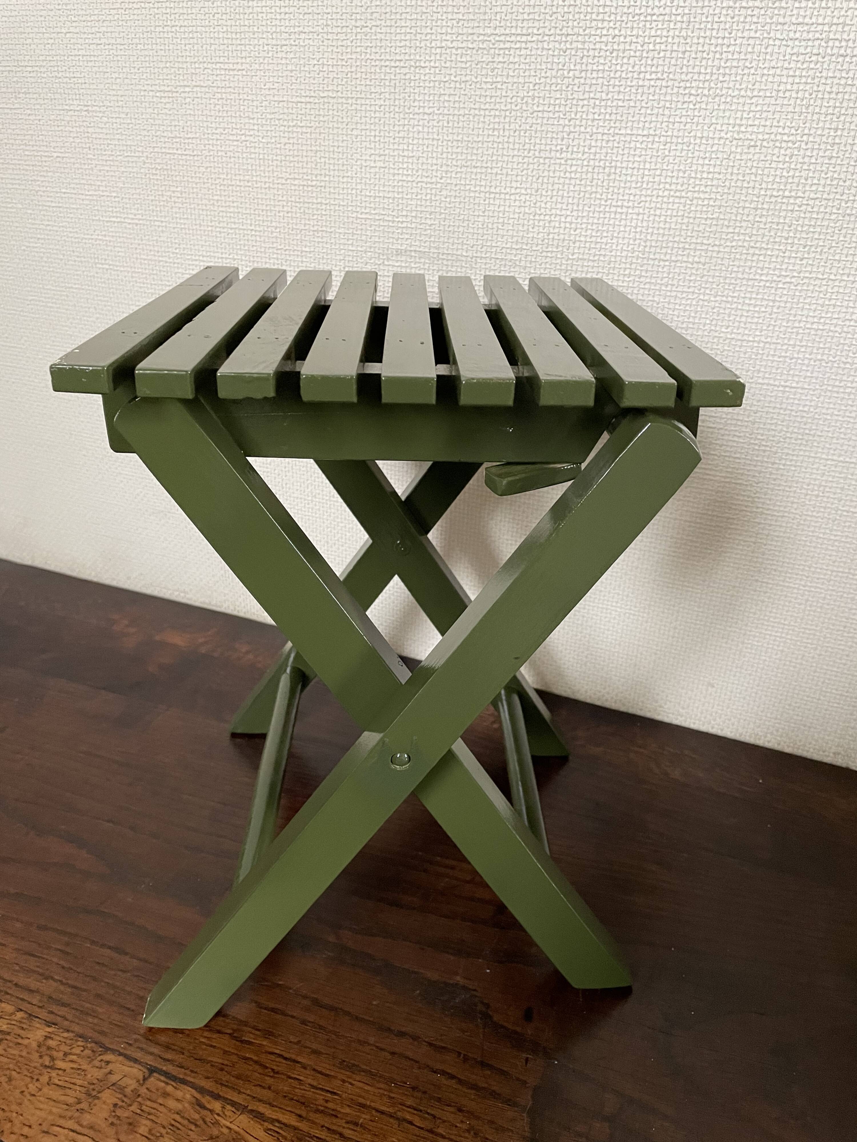 Vintage slatted fishing stool
