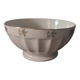 White earthenware bowl with decorative flowers
