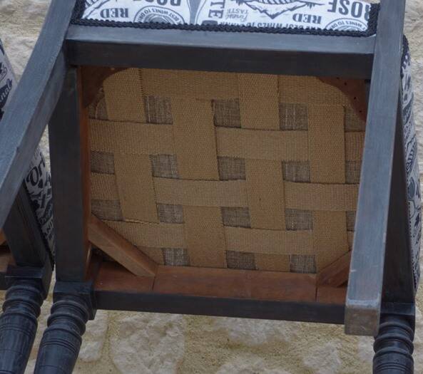 4 Louis XVI style chairs in black aged effect, Completely revamped