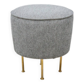 Gubi brand Modern line pouf in gray fabric and brass