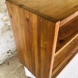 Vintage wall shelf with plexiglass sliding doors