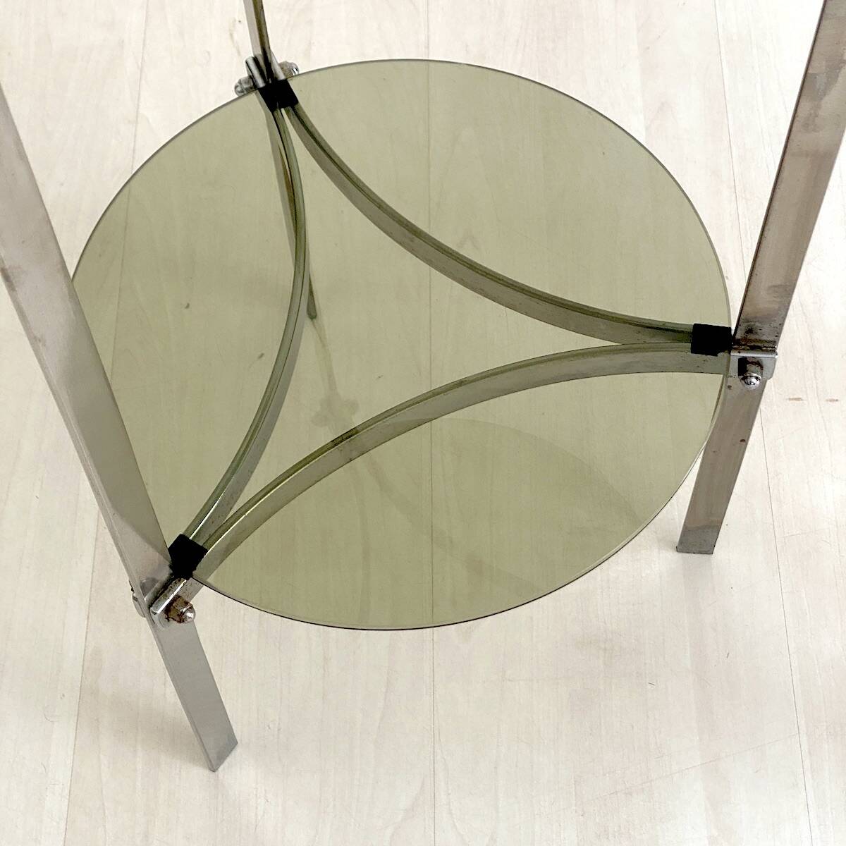 Chrome and glass side table vintage 1970s