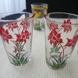 Set of 8 glasses screen-printed decorative cups