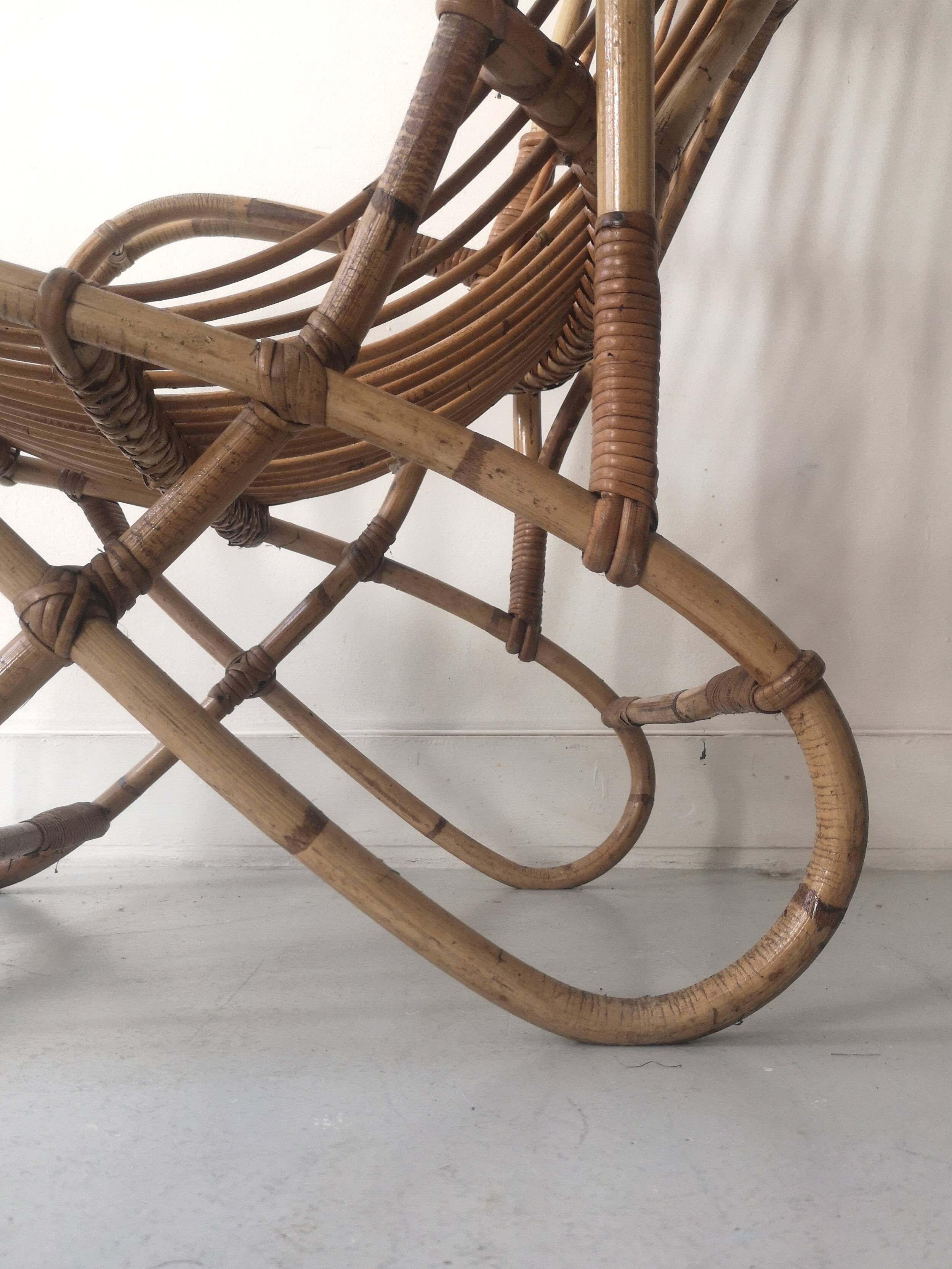 Vintage Dutch rattan armchair with armrest, 1960s