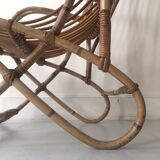Vintage Dutch rattan armchair with armrest, 1960s