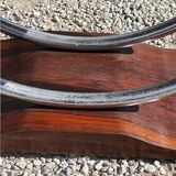 Art deco coffee table mirror base chrome and rosewood